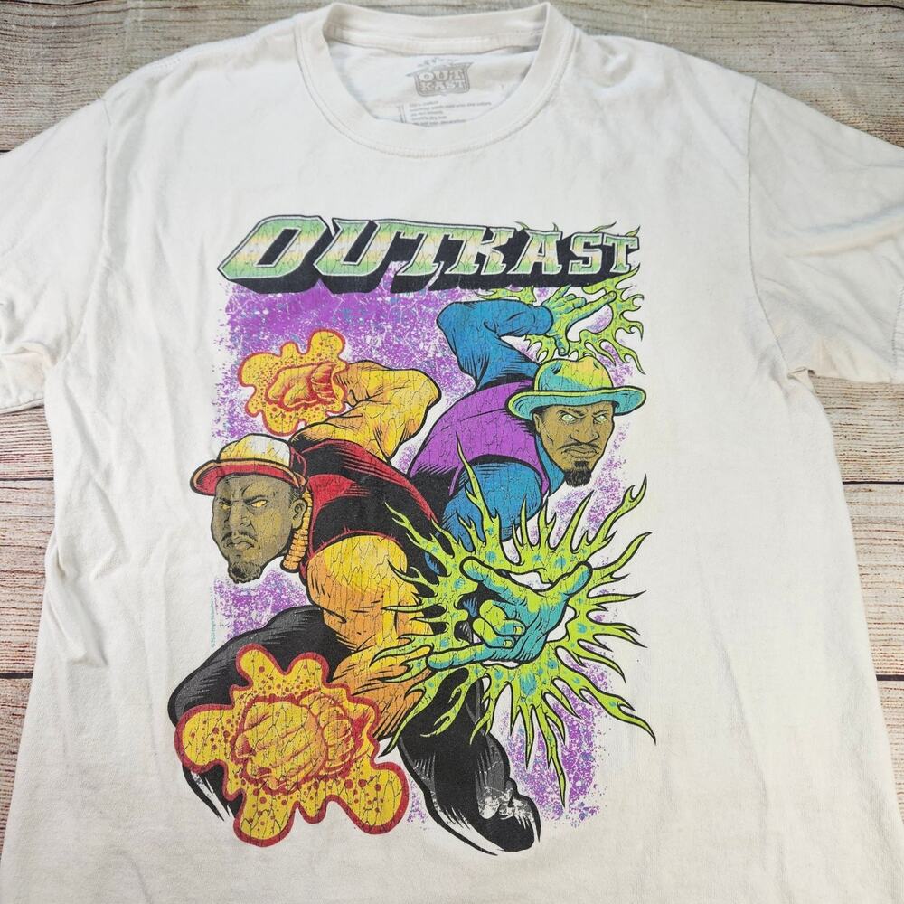 Outkast T-Shirt Men's White Medium 100% Cotton Crew Neck Graphic Tee